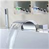 KenSyuInt Fontana per piscina con LED, fontana per doccia a cascata, rubinetto per vasca da bagno, rubinetto per vasca da bagno, rubinetto a 5 fori, batteria per vasca da bagno con doccetta estraibile, tubo in