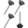 M METERXITY 4-Pz Manopole a Stella di Serraggio, Vite di Serraggio a Mano M6x60mm per Macchinari/Elettronica/Mobili/Base Ombrello, Sostituzione Maniglia Macchina [31mm, Nero]