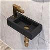 DeerValley Piccolo lavabo per ospiti, rettangolare, in ceramica, da appendere, per bagno, lavabi a mano, WC, 365 x 180 x 90 mm, rubinetto sinistro