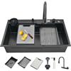 FGNIXLN Lavello da cucina a cascata T304, in acciaio inox, multifunzione, da incasso, con rubinetto multifunzione e vari accessori (81 x 46 cm)