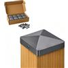 FeNau Set di 10 tappi per pali 10 x 10 cm, antracite RAL 7016 - pali con 20 viti
