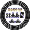 ANOMM Tubo Pneumatico PU 8mm OD 5mm ID, 10M Tubo Compressore Aria, con 14 Pcs Pneumatico Attacchi Rapidi, Nero