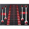 Mephisto Chiave a cricchetto combinata, chiave a cricchetto, chiave ad anello con funzione a cricchetto, 15 pezzi, SW 6-27 mm, metrica, con inserto morbido effetto carbonio