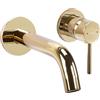 Rea - Rubinetto Da Parete Owen Gold + Box Miscelatore Monocomando Da Bagno In Ottone Rubinetto Regolabile Caldo E Freddo (Oro) 17x22,5x10cm