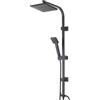 Inbagno Colonna doccia regolabile H 93 cm in acciaio nero opaco, soffione quadrato 19 cm, doccetta monogetto e flessibile in acciaio 150 cm