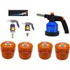 SMH LINE® Bruciatore a gas con 4 cartucce da 190 g, bruciatore a gas, bruciatore a gas, con fiamma regolabile, accensione piezoelettrica, saldatore a gas