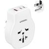 TESSAN Adattatore Presa Americana, 4 in 1 Presa USA con 2 USB C e 1 USB A, Adattatore Spina Americana 1250 W, per Canada Messico, Supporto Spina Italiana 3pin, Bianco