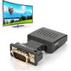 LICAEVEY Convertitore Adattatore VGA Maschio a HDMI Femmina, Interfaccia Multimediale HD 1080P per Computer Portatili Proiettori, Audio Stereo Tramite AUX da 3,5 Mm Plug and Play per