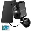 Ediloca Telecamera Wi-Fi Esterno con Pannello Solare Integrato - 300° Rotazione, Camera WIFI 2K FHD Visione Notturna a Colori, IP65, Doppia Memoria Locale e Cloud, Dotato di Memory Card da 64GB-ECK1