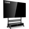 FITUEYES Carrello Porta TV con Ruote per 70-100 Pollici, Supporto TV da Pavimento con Ripiani in Legno Regolabili, Porta TV da Terra Mobile Max VESA 850x600mm Portata 80kg