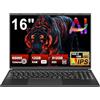 NOTODD PC Portatile Win 11 Laptop 12+512GB 1TB SSD Espansione, 16 Pollici Notebook Celeron N5095 (fino a 2.9Ghz) 丨Ventola di Raffreddamento丨Supporto 5G WIFI丨1920 * 1200 Schermo Doppio- Black