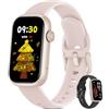 BOALZETD Smartwatch Donna Uomo, 1,47'' Orologio Smartwatch con Chiamate Bluetooth, Cardio SpO2 Sonno Contapassi Fitness Tracker Orologio Digitale Impermeabile IP68 Smartband, Oro Rosa/Rosa Pastello