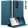 KZB Cover Libro per Samsung Galaxy A57 5G, Portafoglio Magnetica in Pelle | 2 Slot Carte, Pelle PU Premium, Kickstand, Flip Case, Antiurto Protezione, Wallet Custodia per Samsung A57, Blu verde