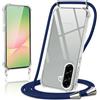 Kilbnom Cover per Samsung Galaxy A56 con Cordino, Trasparente Custodia con Laccio Tracolla Cellulare Girocollo Collana Corda Catena Cinghia, Ultra Morbido Silicone TPU Antiurto Case, Blu scuro