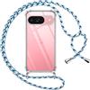 Pnakqil Cover per Google Pixel 9/Google Pixel 9 Pro con Cordino, Trasparente Custodia con Laccio Tracolla Cellulare Girocollo Collana Protettiva per Google Pixel 9 6.3 Pollic, Blu