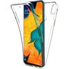 COPHONE® Cover 360 compatibile con Samsung Galaxy A30 / A20 100% trasparente 360 Protezione integrale anteriore morbida + posteriore rigida Custodia touch 360 gradi antiurto