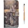 Grandoin Custodia per Xiaomi Redmi 9T / Redmi 9 Power 3D Creativo Colorato Custodia Retro a Libro Flip Case Portafoglio Cover in Pelle Wallet Magnetica Supporto Cover Cassa Protettiva (Gatto Tigre)