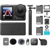 DJI Osmo Action 4 Combo Adventure Bundle- Action Cam Impermeabile 4K/120fps, FOV di 155º Ultra Ampio, Sensore da 1/1.3 Pollici, 10 Bit e D-Log M, Fino a 7,5 Ore con 3 Batterie Extra