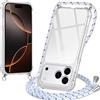 Oelrstfe Cover con Cordino per iPhone 17 Pro, Trasparente Silicone Custodia con Regolabile Collana Laccio Tracolla, Antigraffio Proteggere Case Corda per iPhone 17 Pro, Bianco