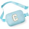 YOOLIFE Marsupio con lettere per bambini e bambine, regalo per ragazze 3 4 5 6 7 8 9 10 11 12 anni, personalizzato per adolescenti regali per donne fidanzate sorelle mamma, Blu, C