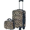 SUREVOY Set di valigie con motivo leopardato, dotato di ruote universali silenziose e trolley telescopico (Marrone(14+20))