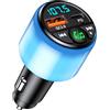 Mohard Trasmettitore FM Bluetooth 5.3 per Auto, PD 30W & QC3.0 18W Ricarica Veloce Bluetooth Vivavoce Auto con Musica/Hi-Fi/Luce, Caricabatterie per GPS Dispositivo Macchina Accendisigari Adattatore