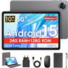 MENTUME Tablet 10 Pollici, Tablets Android 15 con Cover, Mouse & Tastiera, Octa-Core, 24 GB RAM + 128 GB ROM+ 1 TB TF, Display IPS HD 1280x800, Fotocamera Doppia, 6000 mAh, WiFi 6, Widevine L1, GPS (Grigio)