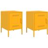 vidaXL Comodini 2 pz Giallo Senape 36x39x50,5 cm in Acciaio, mobiletto, Mobile Camera da Letto, Comodino in Metallo, tavolino da Letto