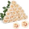 Wekuw Fiori Artificiali Rose di Seta, 15 Pezzi Rose Finte 2.7 x 20 in Bouquet Fiori Finti di Rosa con Steli Lunghi Realisticamente Morbido, per Decorazioni, Matrimoni E Abitazioni (Colore Champagne)