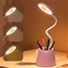 YANGUN Lampada da Scrivania, lampada da scrivania bambina con Portapenne e Supporto per Telefono, 3 Modalità di Illuminazione, Regalo per Bambini e Bambine(Rosa)