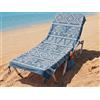 o-day Telo Mare con Angoli e Tasche 70x180cm - Asciugamano Mare Cotone Fouta 100% Per Lettino e Spiaggia (Tribale - Azzurro Oasi)