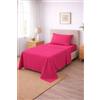 Corredocasa Completo Letto Lenzuola in Cotone, Qualità Made in Italy - PURO COTONE 100% Morbido e Traspirante in ogni Stagione - SET Lenzuolo Sotto con Angoli, Sopra e 1 Federa (Fucsia, Singolo)