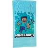 Fashion UK Telo Mare Minecraft Grande 70x140 centimetri 100% Cotone Modello Steve Tridente. Asciugamano Telo Piscina Ufficiale