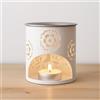 zweipappel Bruciatore di incenso in metallo con filtro in acciaio inox, motivo intagliato, corone d'albero, magnificamente per emanare incenso e erbe aromatiche grazie al riscaldamento con tealight (bianco)