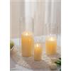 Romadedi Porta Candele Vetro Centrotavola - Set di 3 Portacandele da Tavolo Moderno per Candele Colonna Galleggiante Lumini Vaso Decorativi per Natalizie Matrimonio Feste Decorazioni Casa, 15/20/25 cm