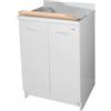 Montegrappa Mobile Lavatoio 60x50x85cm 2 Ante ASSE in Legno Edilla Bianco
