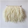Blausky Nastro con piume di struzzo, 2 m, con piume di struzzo, strisce di tessuto, frange con nastro di raso, per fai da te, cucito, artigianato, abbigliamento da matrimonio, beige A