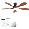 Sofucor 132cm Smart Ventilatore da Soffitto con Luce, Alexa/App/WiFi, Telecomando, Timer, 6 Velocità, 3 Regolazioni di Colore, DC, Silenzioso Ventilatore da Soffitto per Soggiorno