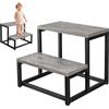 Yuehuamech Sgabello in legno per adulti e bambini, resistente, con 2 gradini, con struttura in ferro, per letto alto, cucina, camper, bagno, capacità fino a 226,8 kg,