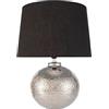 Pauleen 48222 Touch of Silver lampada da tavolo max. 20 Watt realizzata a mano nero, argento lampada da comodino look glamour in tessuto, ceramica E14