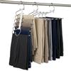 DISTOCK Grucce Pantaloni Salvaspazio in Acciaio 6 in 1, Set da 2 Appendini Antiscivolo - Grucce Appendiabiti Durevoli e Compatte