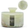 EARTHEN CRAFTS Set di 6 sottobicchieri rotondi in marmo onice color crema, realizzati a mano, da 8,9 cm (3,5 pollici), con supporto e coperchio, ideali per tavolo da pranzo