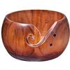 Hongzhi Ciotola in legno per filato, ciotola in legno, contenitore per filato, organizer per cucine e crochet, realizzato a mano, con fori intagliati e fori forati.