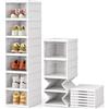 Fenix Home Scarpiera Salvaspazio Pieghevole 6 Ripiani, Portascarpe Modulare Impilabile con Sportello Antipolvere Trasparente, Organizzatore Scarpe per Armadio Ingresso, 105x35,5x25,5 cm, Bianco