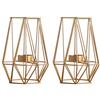 Nuptio 2 Pezzi di Candeliere in Ferro Battuto a Linea Geometrica, Decorazione Candelabro d'oro per Tavolo da Pranzo, Completo Portacandele per Matrimonio Festa(2 x Grande)