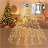 Sanweyter Luci Albero di Natale 240LEDs, 2Mx12Fili Luci Natale Esterno Natalizie da Esterno Interno Albero di Natale a Cascata con Anello 8 Modalità, Impermeabile per Albero1.5-2.5m