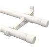HORSE SECRET Bastone per Tenda Doppio, 76-238cm Bastone per Tenda Doppio Regolabile per Finestra con Manopole a Cappuccio con Staffe, Aste per Tende Doppio in Acciaio Inossidabile per Soggiorno da Camera/Bianco