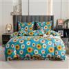 Cotton Market Biancheria da letto 220 x 200 cm, per tutto l'anno, 2 pezzi, copripiumino con 2 federe 70 x 80 cm, girasoli