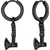 FaithHeart Orecchini a Goccia per Uomo Donna Orecchini a Cerchio Piccoli Vichinghi/Religione/Stile Fantasia Acciaio Inossidabile/Nero/Oro Gioielli Gotici HipHop Punk Biker