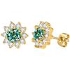 PAKORIO Orecchini moissanite colori fantasia donna, placcati oro 14K con perni argento 925, design floreale scintillante, ipoallergenici per pelli sensibili(Verde acqua)